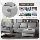 English Elm Modern Large L-Shape Feather Filled Sectional Sofa, Convertible Sofa Couch With Reversible Chaise For Living Room