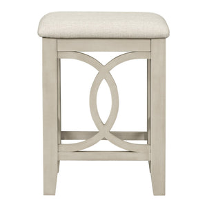 English Elm Topmax Farmhouse Counter Dining Set with Built-in Usb Charging and Upholstered Stools White N717P352068A