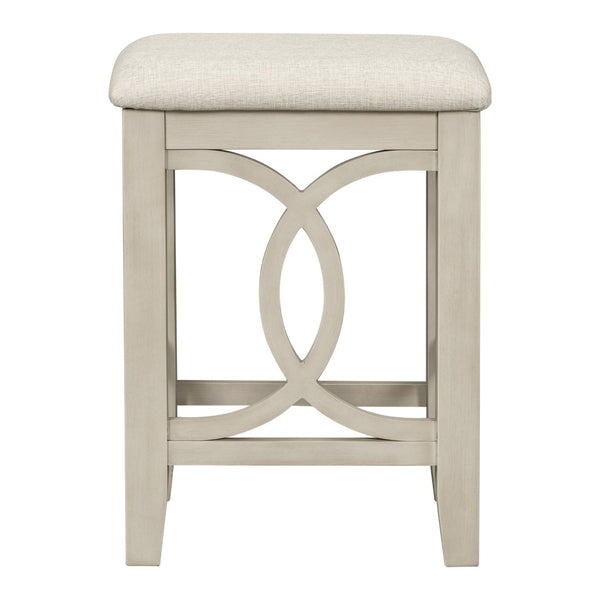 English Elm Topmax Farmhouse Counter Dining Set with Built-in Usb Charging and Upholstered Stools White N717P352068A