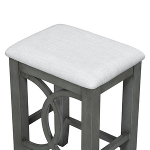 English Elm Topmax Farmhouse Counter Dining Set with Built-in Usb Charging and Upholstered Stools Gray N717P352068E