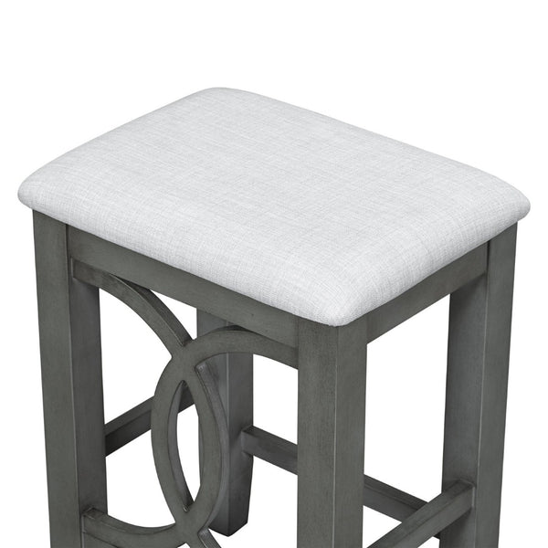 English Elm Topmax Farmhouse Counter Dining Set with Built-in Usb Charging and Upholstered Stools Gray N717P352068E