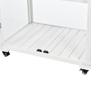 English Elm Topmax Fir Wood Polycarbonate Cold Frame Greenhouse with Wheels Adjustable Shelves Outdoor White WF297923AAK