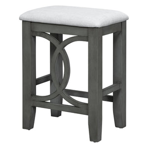English Elm Topmax Farmhouse Counter Dining Set with Built-in Usb Charging and Upholstered Stools Gray N717P352068E