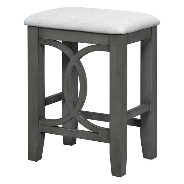 English Elm Topmax Farmhouse Counter Dining Set with Built-in Usb Charging and Upholstered Stools Gray N717P352068E