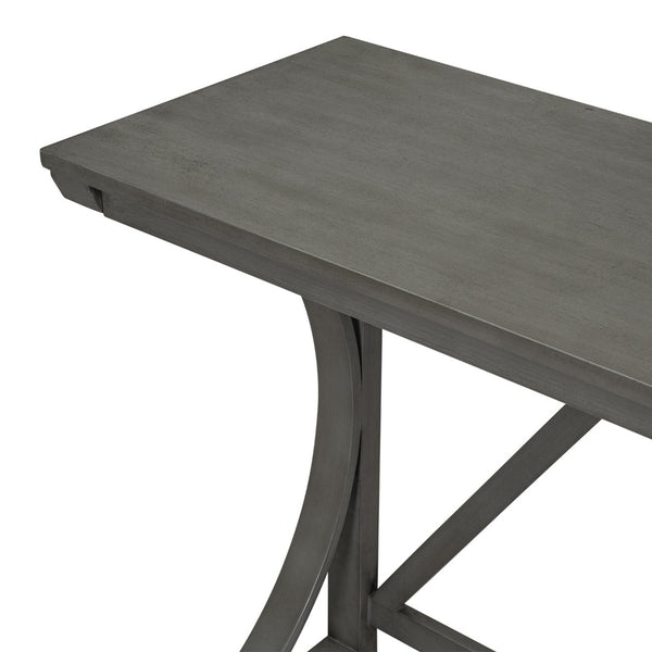 English Elm Topmax Farmhouse Counter Dining Set with Built-in Usb Charging and Upholstered Stools Gray N717P352068E