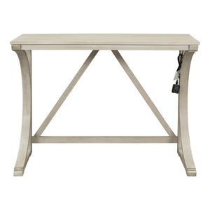 English Elm Topmax Farmhouse Counter Dining Set with Built-in Usb Charging and Upholstered Stools White N717P352068A