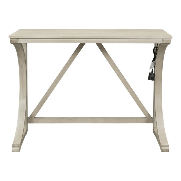 English Elm Topmax Farmhouse Counter Dining Set with Built-in Usb Charging and Upholstered Stools White N717P352068A
