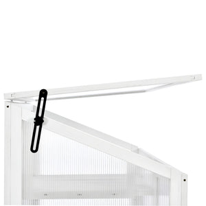 English Elm Topmax Fir Wood Polycarbonate Cold Frame Greenhouse with Wheels Adjustable Shelves Outdoor White WF297923AAK