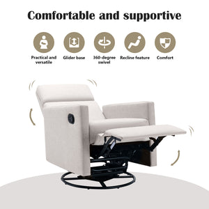 English Elm Modern Upholstered Rocker Nursery Chair with 360° Swivel Glider, Plush High Back, Silent Power Recline Tan 29.33 L x 25.79 W x 23.7 H PP297876AAT