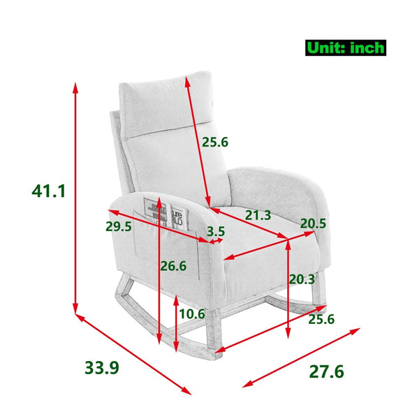 English Elm [video] Welike Plush Teddy Fleece Rocking Accent Chair with Tall Backrest and Side Pockets W83472313
