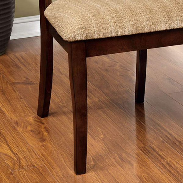 English Elm Classic Transitional Brown Cherry Dining Chairs Set of 2 — Padded Beige Upholstery, Solid Wood, 20"W x 38.5"H, Stylish Comfort B01172304