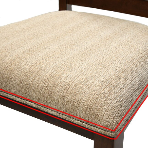 English Elm Classic Transitional Brown Cherry Dining Chairs Set of 2 — Padded Beige Upholstery, Solid Wood, 20"W x 38.5"H, Stylish Comfort B01172304