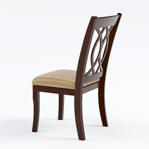 English Elm Classic Transitional Brown Cherry Dining Chairs Set of 2 — Padded Beige Upholstery, Solid Wood, 20"W x 38.5"H, Stylish Comfort B01172304