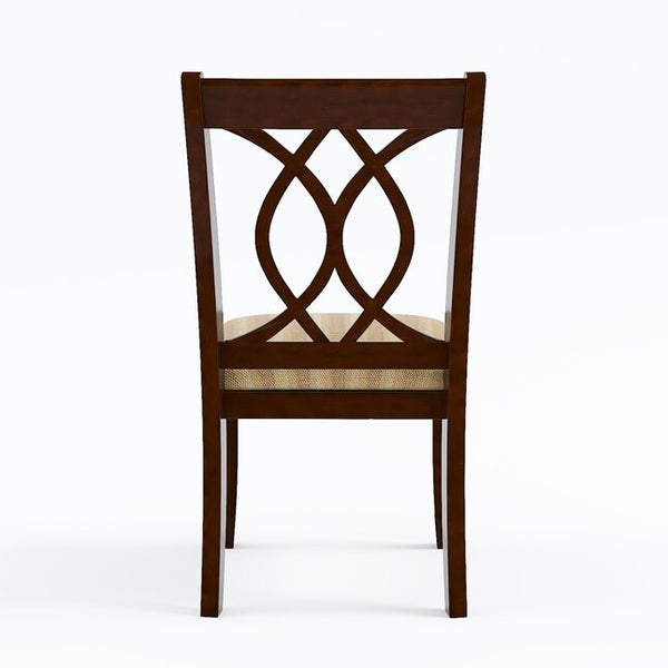 English Elm Classic Transitional Brown Cherry Dining Chairs Set of 2 — Padded Beige Upholstery, Solid Wood, 20"W x 38.5"H, Stylish Comfort B01172304