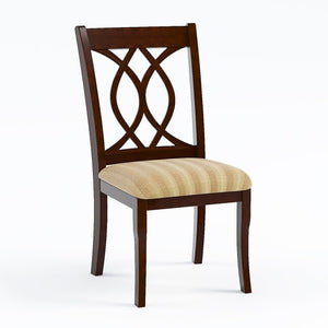 English Elm Classic Transitional Brown Cherry Dining Chairs Set of 2 — Padded Beige Upholstery, Solid Wood, 20"W x 38.5"H, Stylish Comfort B01172304