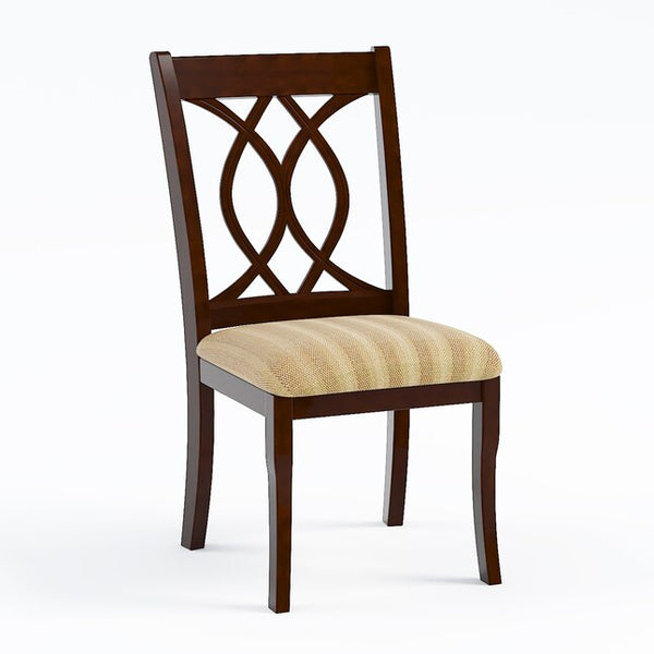 English Elm Classic Transitional Brown Cherry Dining Chairs Set of 2 — Padded Beige Upholstery, Solid Wood, 20"W x 38.5"H, Stylish Comfort B01172304