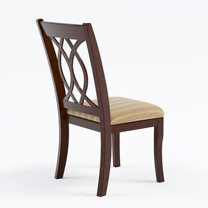 English Elm Classic Transitional Brown Cherry Dining Chairs Set of 2 — Padded Beige Upholstery, Solid Wood, 20"W x 38.5"H, Stylish Comfort B01172304