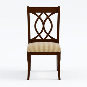 English Elm Classic Transitional Brown Cherry Dining Chairs Set of 2 — Padded Beige Upholstery, Solid Wood, 20"W x 38.5"H, Stylish Comfort B01172304