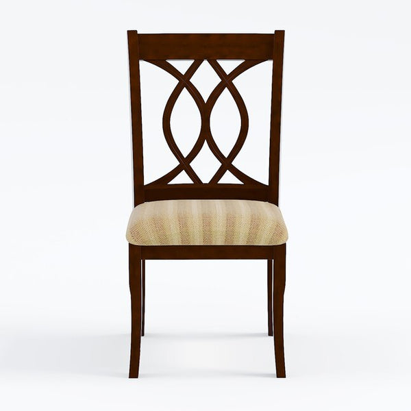 English Elm Classic Transitional Brown Cherry Dining Chairs Set of 2 — Padded Beige Upholstery, Solid Wood, 20"W x 38.5"H, Stylish Comfort B01172304