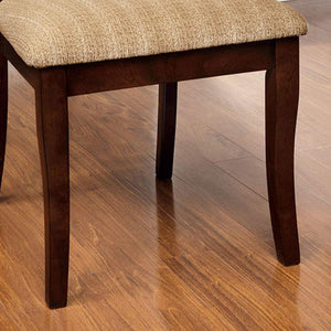 English Elm Classic Transitional Brown Cherry Dining Chairs Set of 2 — Padded Beige Upholstery, Solid Wood, 20"W x 38.5"H, Stylish Comfort B01172304