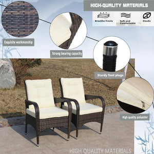 English Elm 2-Piece Liberatore Dining Chairs with Beige Cushions, Weather-Resistant PE Rattan Seats, 300lb Capacity W20967120