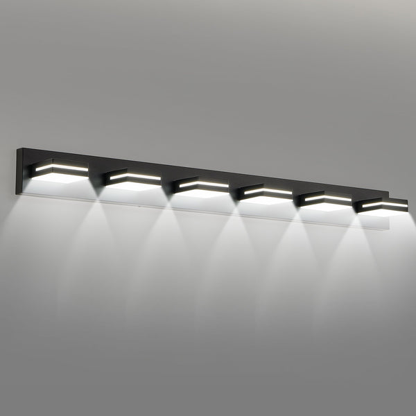 English Elm Modern Black Led Vanity Light - 6-Light Wall Sconce For Bright, Stylish Bathroom & Makeup Areas W2312P374916