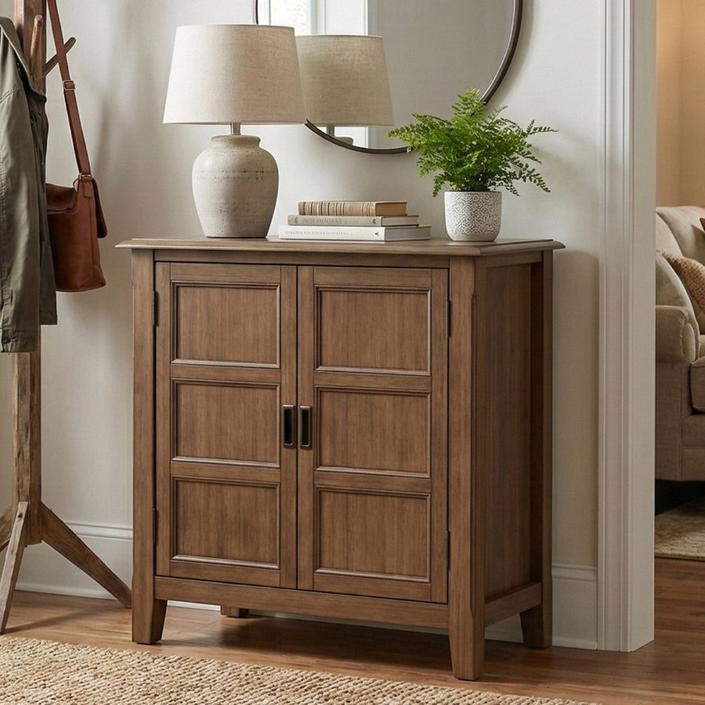 English Elm Burlington Solid Wood Low Cabinet Aged Brown Stain Bronze Pulls Transitional Storage B136P481643