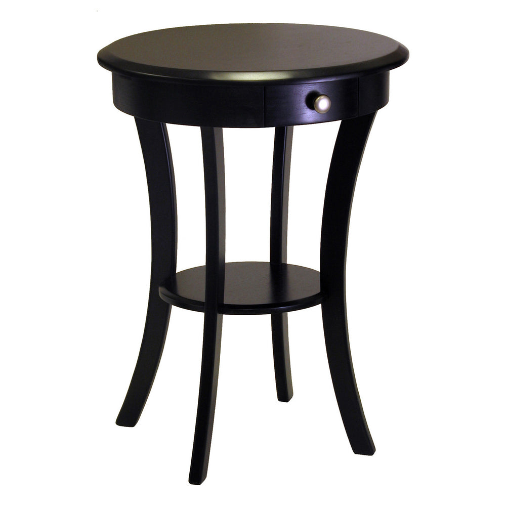 Winsome Wood Sasha Round Accent Table - Elegant Black Design With Storage Drawer & Shelf For Home Decor Black Composite Wood 20227-winsome-wood