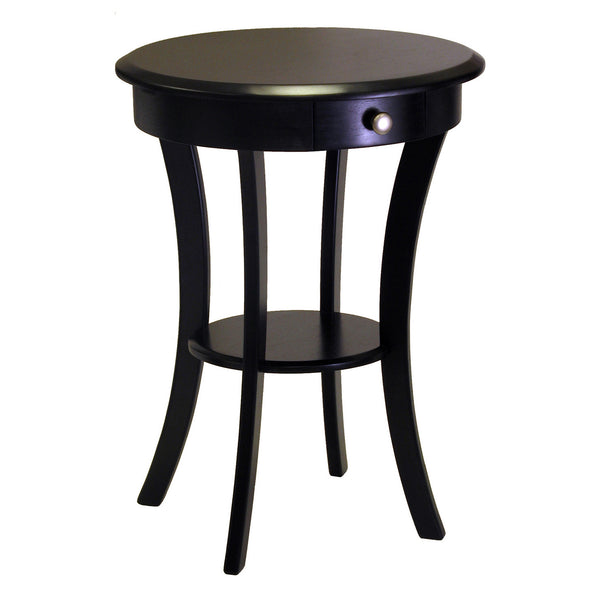 Winsome Wood Sasha Round Accent Table - Elegant Black Design With Storage Drawer & Shelf For Home Decor Black Composite Wood 20227-winsome-wood