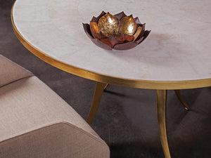 Lexington Artistica Home Crystal Stone Round Dining Table - Hand-forged Iron Base With Unique Fossilized Top For Elegant Dining Gold Wood 2023-870c