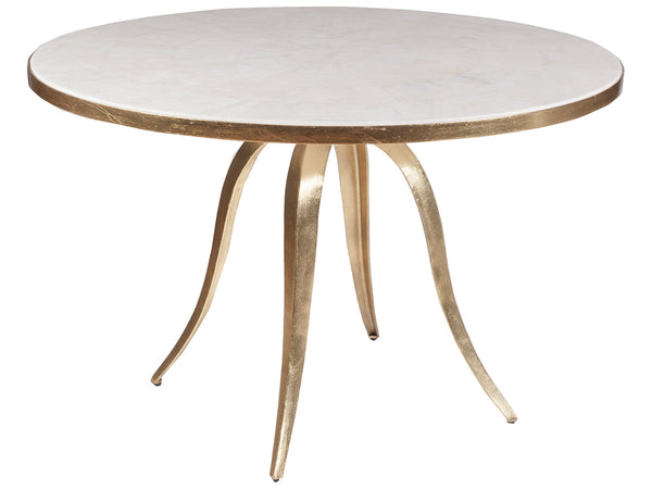 Lexington Artistica Home Crystal Stone Round Dining Table - Hand-forged Iron Base With Unique Fossilized Top For Elegant Dining Gold Wood 2023-870c