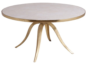 Lexington Artistica Home Crystal Stone Round Cocktail Table - Elegant Hand-forged Iron Base With Unique Fossilized Top Design Gold Wood 2023-943