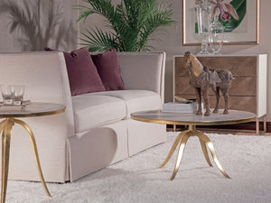 Lexington Artistica Home Crystal Stone Round End Table - Hand-forged Iron Base With Unique Fossilized Stone Top Design Gold Wood 2023-950