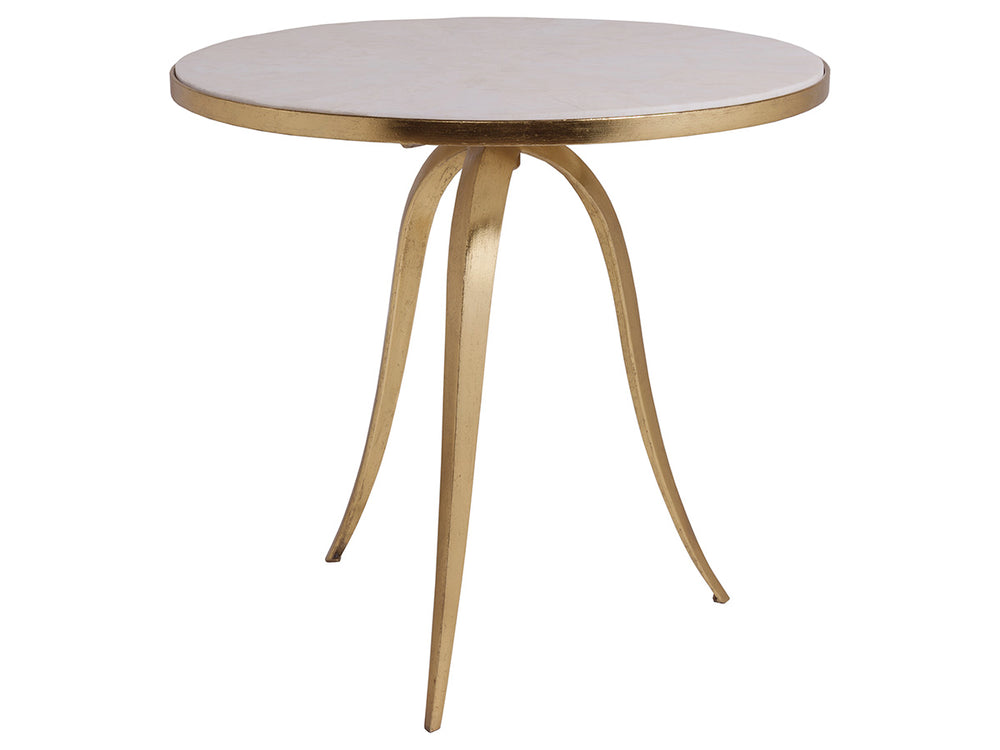 Lexington Artistica Home Crystal Stone Round End Table - Hand-forged Iron Base With Unique Fossilized Stone Top Design Gold Wood 2023-950