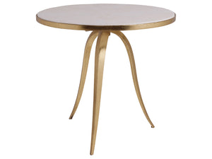 Lexington Artistica Home Crystal Stone Round End Table - Hand-forged Iron Base With Unique Fossilized Stone Top Design Gold Wood 2023-950