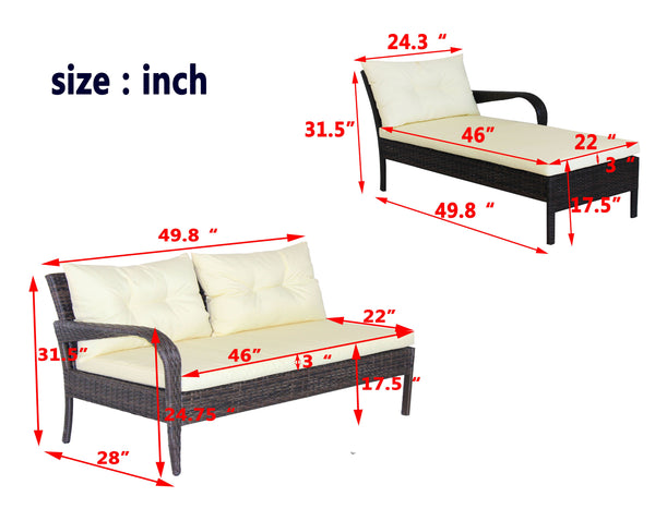 English Elm Outdoor 2-Piece Wicker Patio Conversation Set with Beige Cushions, UV & Water-Resistant Brown Rattan loveseat W20966894