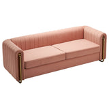 English Elm Contemporary Velvet Sofa Couch 84.25''W For Living Room, Pink