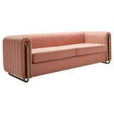 English Elm Contemporary Velvet Sofa Couch 84.25''W For Living Room, Pink