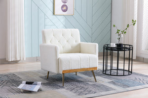 English Elm Hengming Beige Wool Armchair with Metal Legs — Modern Reading Chair for Living Room & Bedroom, 260lb Capacity W21265812