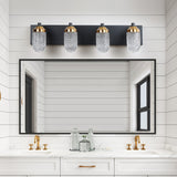 Modern Bathroom Vanity Lights - 4 LED Bulbs, Clear Glass, Waterproof & Rustproof