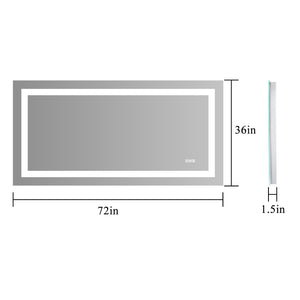 English Elm 72" Frameless Led Vanity Mirror with Anti-fog Touch Dimming for Modern Bathrooms W134070942