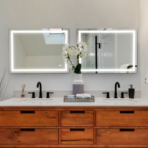 English Elm 48" LED Bathroom Mirror 48" x 36" Frameless Lighted Mirror with Anti-Fog, Touch Dimmer, Color Modes W134070938