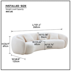 English Elm 102'' Curved Boucle Sectional Sofa 5 Seat Half Moon Cloud Design for Living Room W87661868