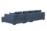 English Elm 134'' Mid Century Modern Sofa With Right Chaise For Living Room Sofa, Blue