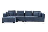 English Elm 134'' Mid Century Modern Sofa With Left Chaise For Living Room Sofa, Blue