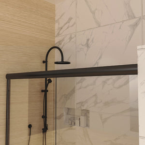 English Elm 60 in Matte Black Sliding Shower Door with Clear Glass Panel for Modern Bathrooms W63766791