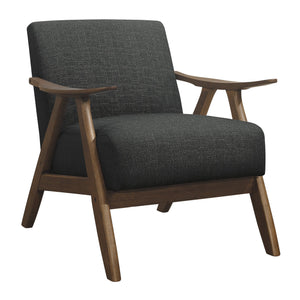 English Elm Modern Mid-Century Accent Chair with Walnut Frame and Plush Upholstery — Retro Contour, Cozy Seat Dark Gray 35.5 L x 25.5 W x 20 H B01172867