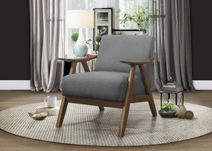 English Elm Modern Damala Gray Fabric Accent Chair with Walnut Wood Frame, Padded Seat & Back, Retro Modern Comfort B01172764