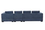 English Elm 134'' Mid Century Modern Sofa With Left Chaise For Living Room Sofa, Blue