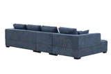 English Elm 134'' Mid Century Modern Sofa With Left Chaise For Living Room Sofa, Blue